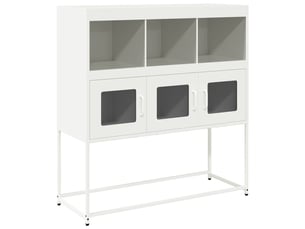 Buffet - bahut - meuble de rangement blanc 100,5x39x107 cm acier laminé à froid