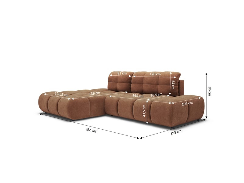  Canapé d'angle gauche convertible almera 4 places tissu terracotta  - Conforama D