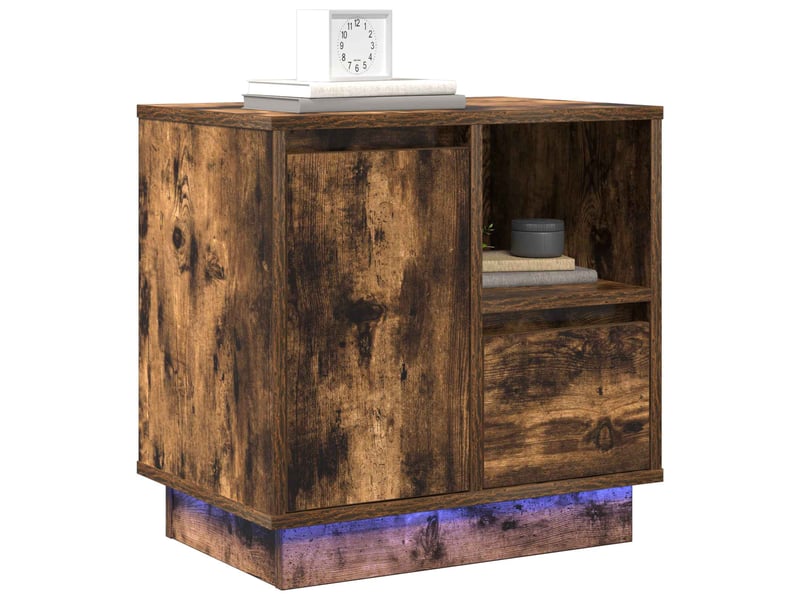 Table de chevet - cabinet de chevet - table de nuit 2 pc chêne fumé 50 x 34,5 x 50 cm. - Conforama A