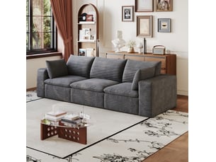 Canapé modulaire 260x90x82cm, meuble de salon, style soigné, structure bois, rembourrage mousse intégrale, gris foncé