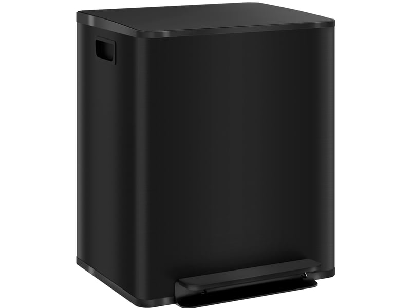  Poubelle à pédale ulevr 2 x 25 l pour tri des déchets, acier inoxydable 410 noir, couvercle soft-close, 47,7 x 37,5 x 55 cm  - Conforama A