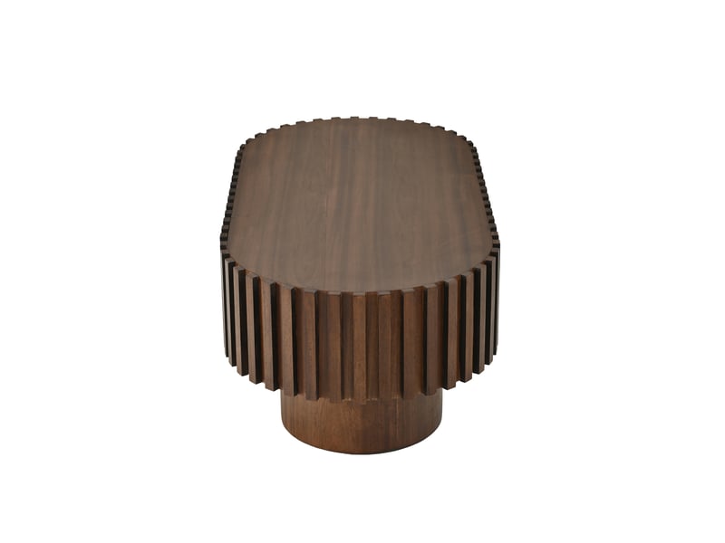  Table basse ovale 100x50x35,5 cm noyer mdf, 1 tiroir à rangement discret, style moderne rustique  - Conforama E