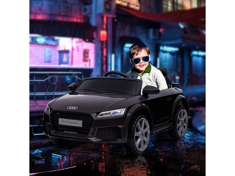  Voiture électrique enfant véhicule électrique enfant audi tt rs 12 v 30 w v. Max. 3 kmh télécommande 2,4g effets sonores + lumineux noir  - Conforama D