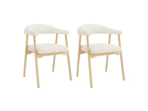Lot de 2 chaises de salle à manger en bois massif tissu bouclette beige