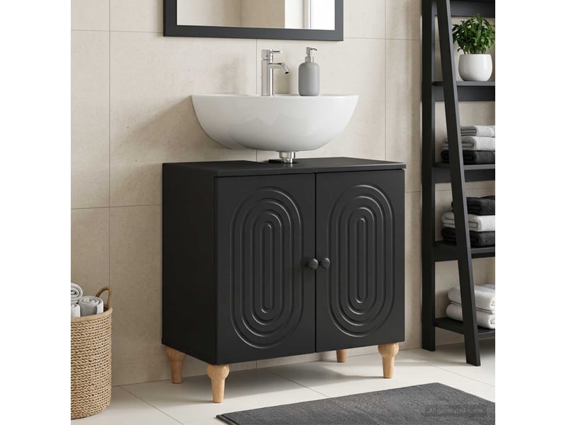 Meuble sous lavabo de salle de bain alkmaar noir cf64809 - Conforama B