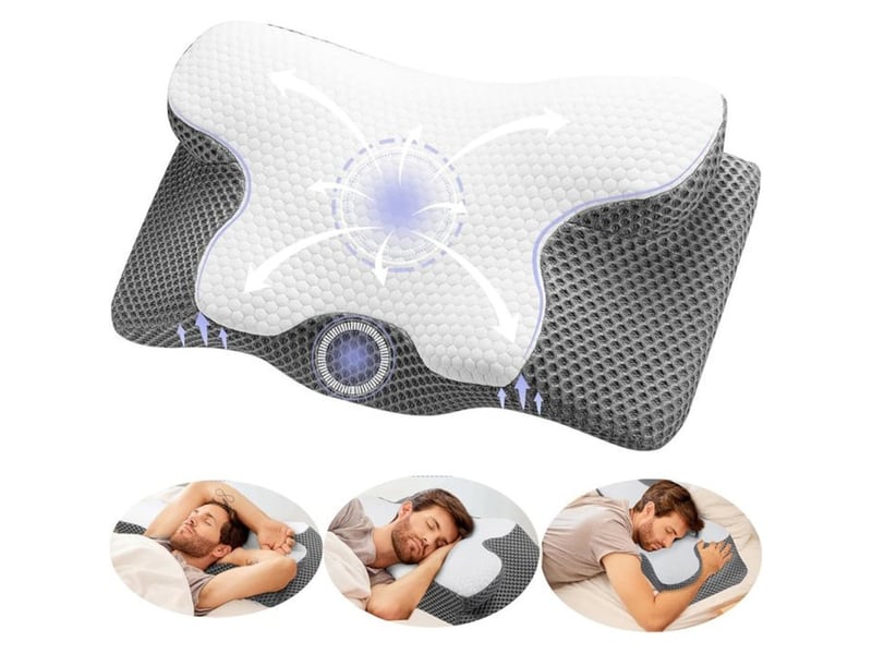  Oreiller cervical ergonomique en mousse a memoire de forme 60x34 cm soutien cannelure 10 13 cm 414350_AAAMF13758_6_DROPFR - Conforama A