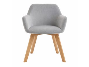 Lot de 2 chaises de salle à manger avec accoudoirs, dossier en velours rembourré et pieds en bois