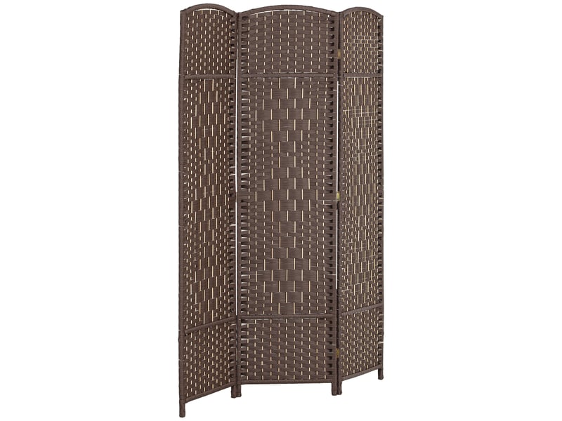  Paravent intérieur en bois 3 panneaux séparateur de pièce pliable pour salon chambre marron 135 x 180 cm  - Conforama B