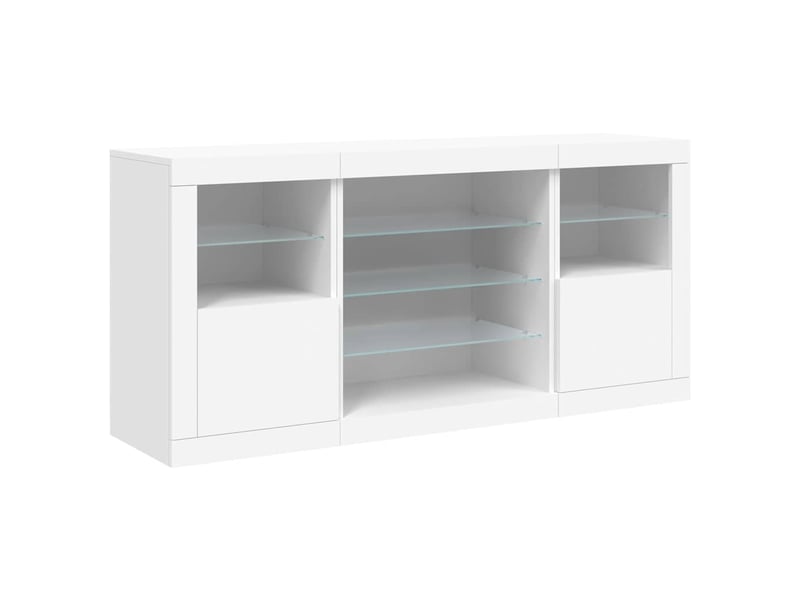  Buffet - bahut - meuble de rangement avec lumières led blanc 142,5x37x67 cm  - Conforama E