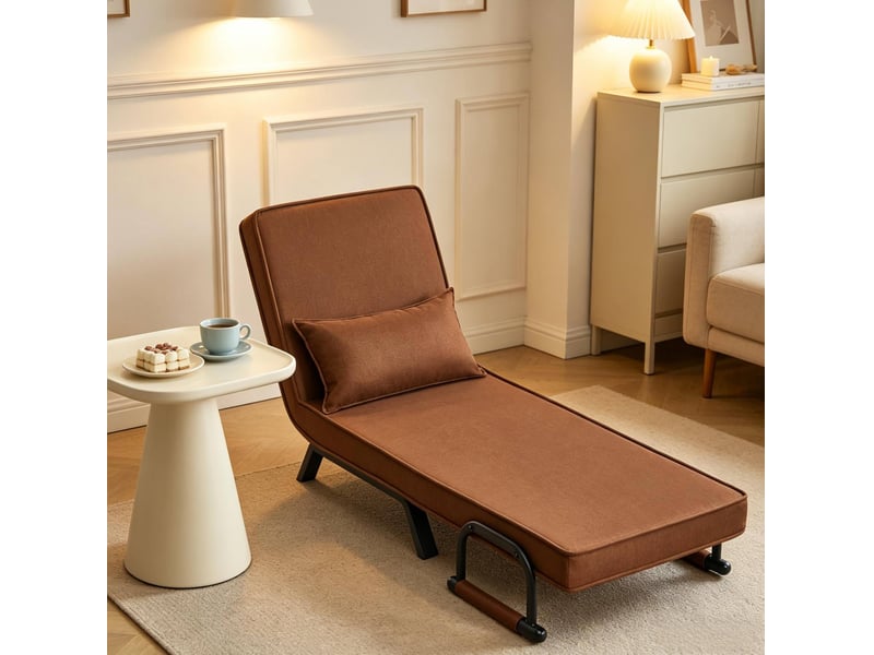  Fauteuil-lit convertible 3 en 1 marron, dossier réglable sur 5 positions, 150 kg  - Conforama D
