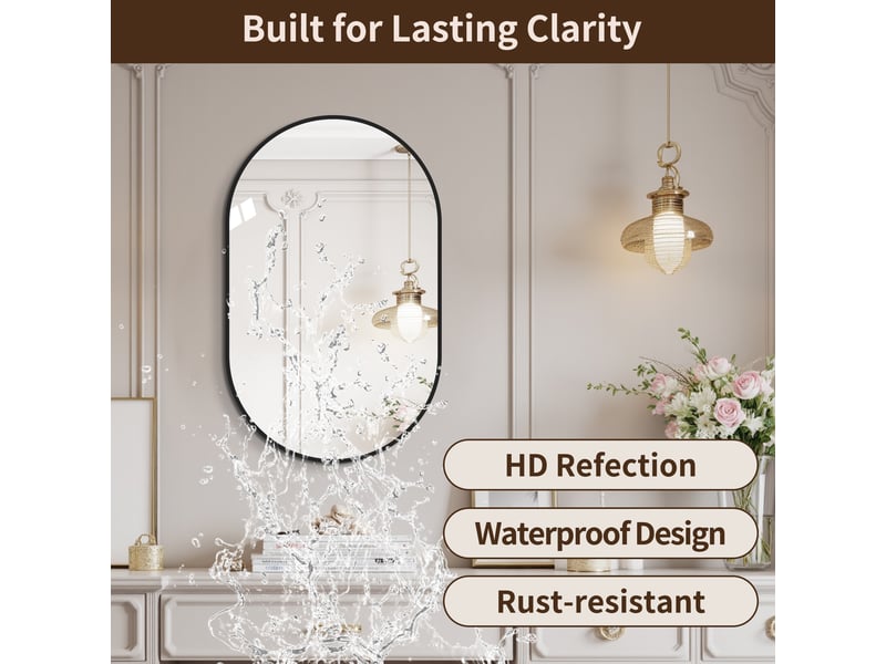  Miroir mural en arche avec cadre en aluminium noir 60 x 120 cm W3700P436499 - Conforama E