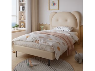 Lit simple 90x200 cm <strong>CRAVDOM</strong>  <strong></strong> coloris beige