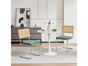 Lot de 2 chaises de salle à manger - chaise rembourrée en rotin - scandinave - vert (velours)