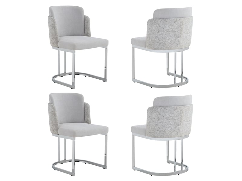  Lot de 4 chaises de salle à manger,61,5x53,5x86 cm,chenille,gris clair et argenté  - Conforama A