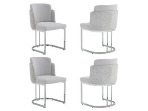 Lot de 4 chaises de salle à manger,61,5x53,5x86 cm,chenille,gris clair et argenté