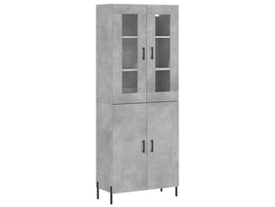 Buffet haut - bahut - meuble de rangement gris béton 69,5x34x180 cm bois d'ingénierie