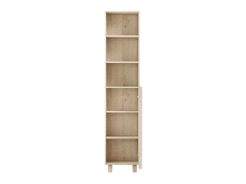  Colonne de salle de bain 35x30x162,5 cm – chêne clair – portes et étagères ouvertes, gain de place  - Conforama D