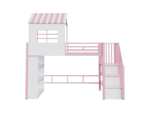 Lit cabane 90x200 cm MAISONORA coloris rose