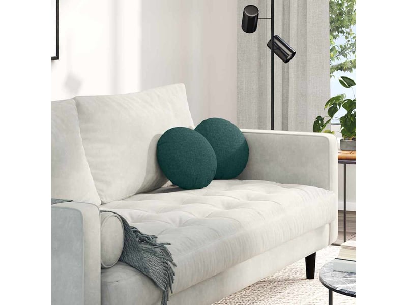 Lot de 2 coussins de siège, coussins décoratifs tissu vert foncé ø30 x 13 cm cf59873 - Conforama B
