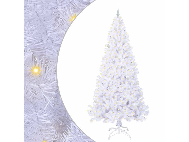  Sapin de noël - arbre de noël artificiel avec 300 led blanc 240 cm pvc et acier  - Conforama A