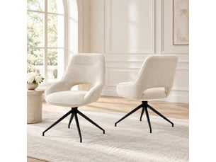 Lot de 2 chaises de salle à manger pivotantes 360°,tissu et métal noir,beige