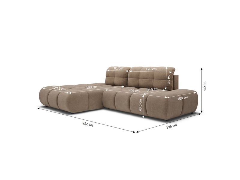  Canapé d'angle gauche convertible almera 4 places tissu taupe  - Conforama D