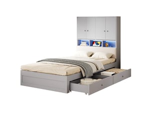 Lit avec rangement 90x200 cm OKWISH coloris gris