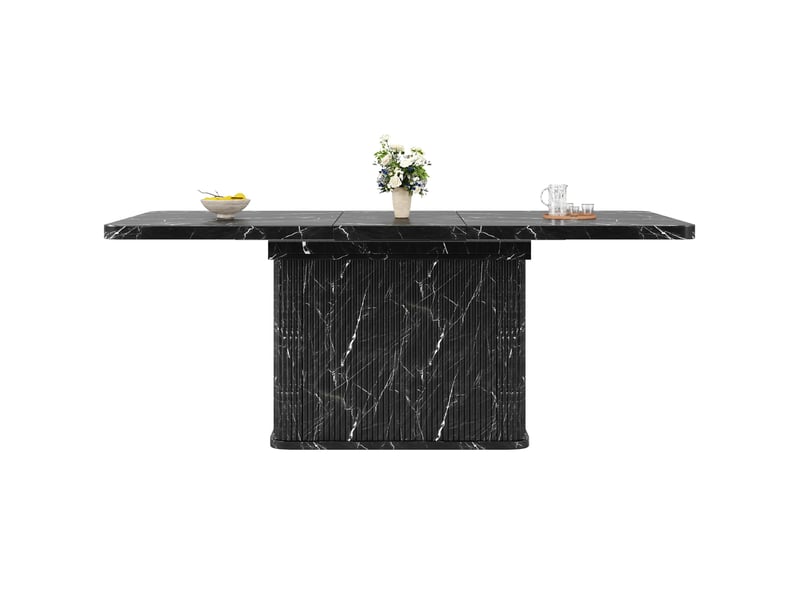  Table à manger extensible 140180x80x76.5 cm effet marbre noir  - Conforama A