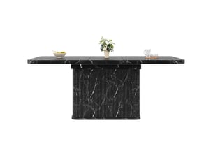 Table à manger extensible 140180x80x76.5 cm effet marbre noir