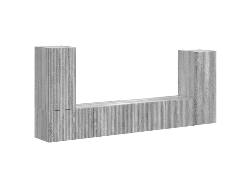  Ensemble meuble tv - banc tv - meuble de rangement 4 pcs gris sonoma bois d'ingénierie  - Conforama A
