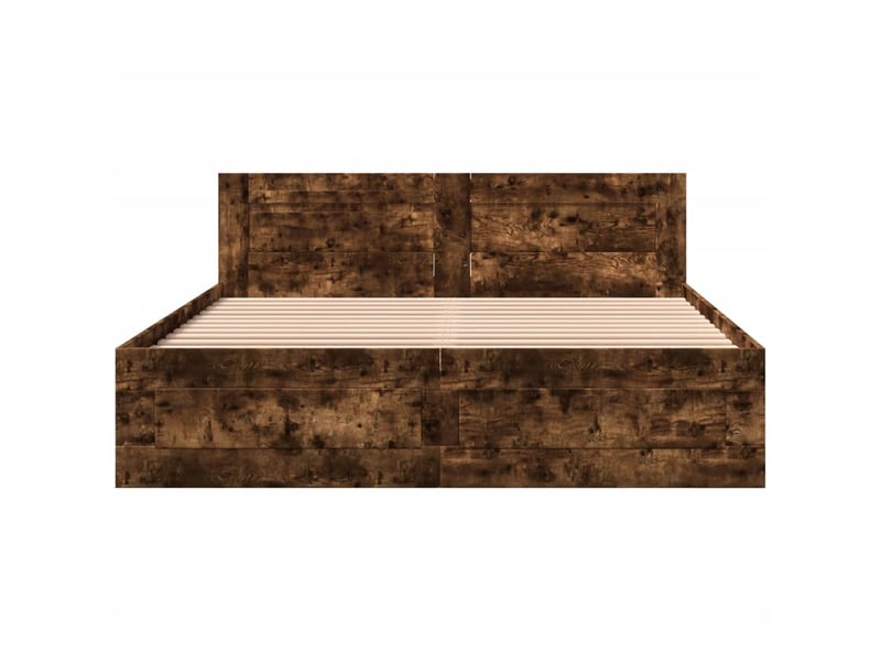  Lit double- lit adulte -  cadre de lit et tête de lit sans matelas chêne fumé 160x200 cm  - Conforama D