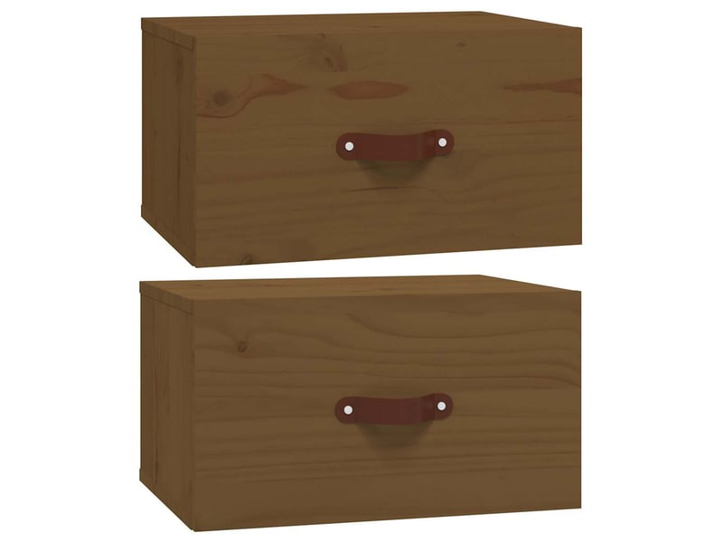  Lot de 2 table de chevet murales, table d'appoint marron miel 40x29,5x22 cm  - Conforama A