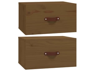 Lot de 2 table de chevet murales, table d'appoint marron miel 40x29,5x22 cm
