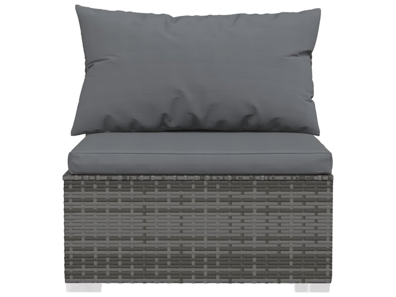  Salon de jardin meuble d'extérieur ensemble de mobilier 6 pièces avec coussins résine tressée gris 02_0016877  - Conforama D