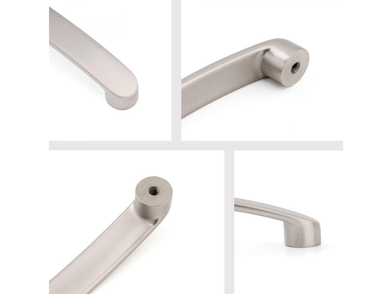  Lot de 6 poignées chromées pour meubles, pour portes de cuisine - nickel brossé, distance entre les trous de 128 mm  - Conforama C
