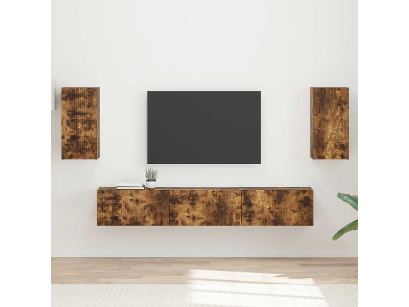  Ensemble meuble tv - banc tv - meuble de rangement 5 pcs chêne fumé bois d'ingénierie  - Conforama B