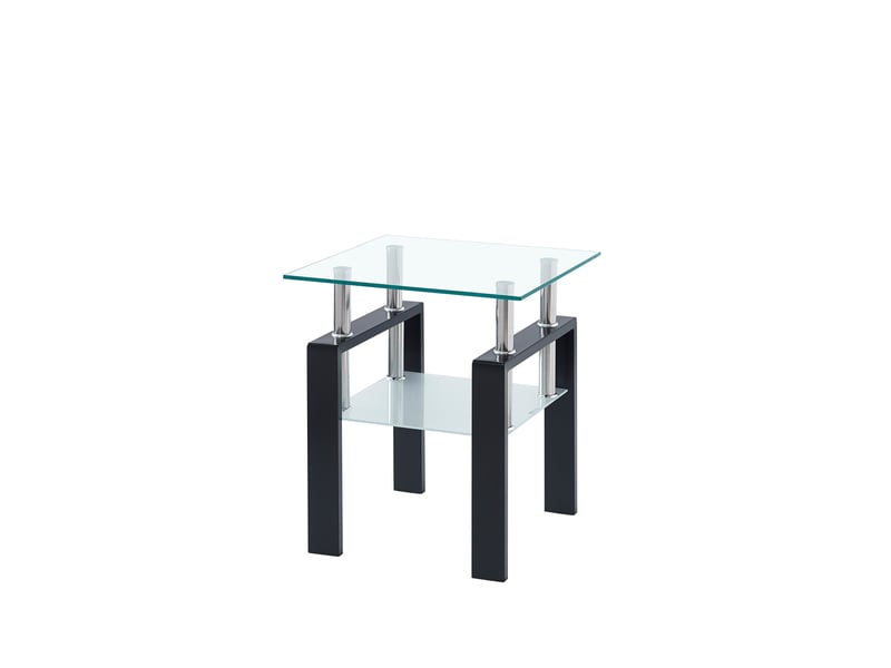  Table d’appoint carrée en verre trempé 2 niveaux 45 x 45 cm homvra  - Conforama A