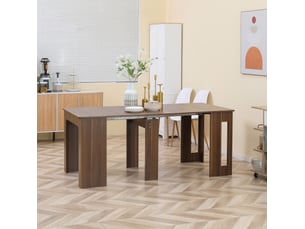 Table de salle à manger extensible et pliante avec plateau rabattable et roulettes, moderne, marron, 180 × 85 × 75 cm