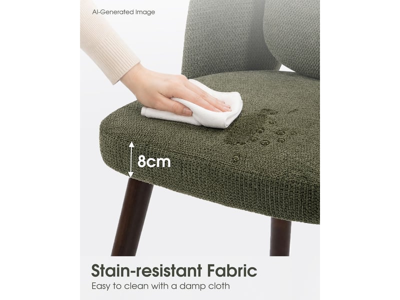  Chaise de salle à manger chaise repas à dossier rembourré en mousse 2 chaises en bois de caoutchouc coloris vert  - Conforama B
