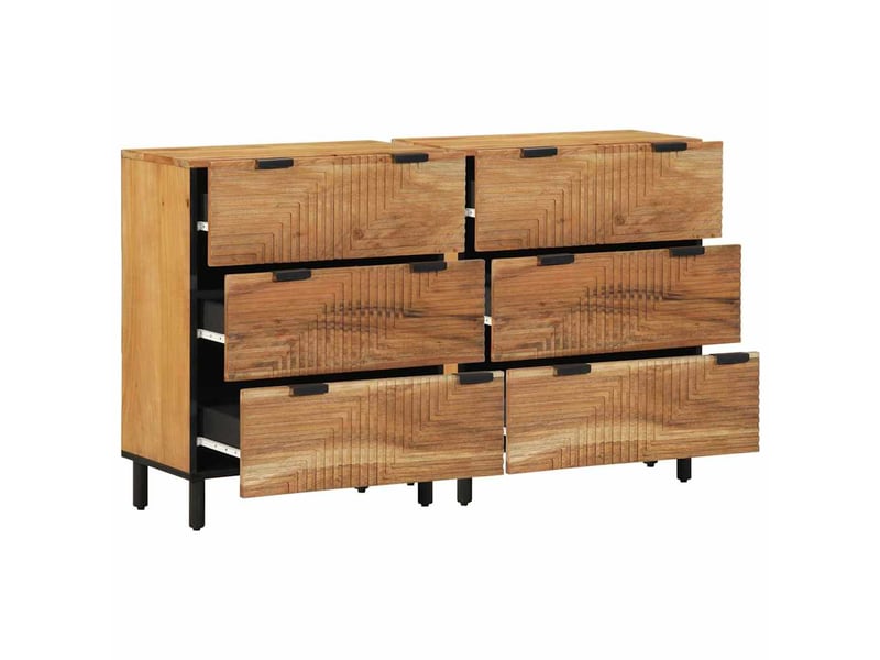  Ensemble de buffet - bahut - meuble de rangement 2 pc 120 x 33 x 75 cm bois d'acacia massif  - Conforama A