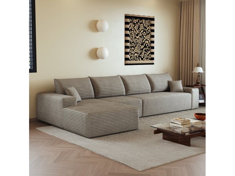  Canapé d'angle modulaire 340x175x83 cm assise profonde camel  - Conforama C