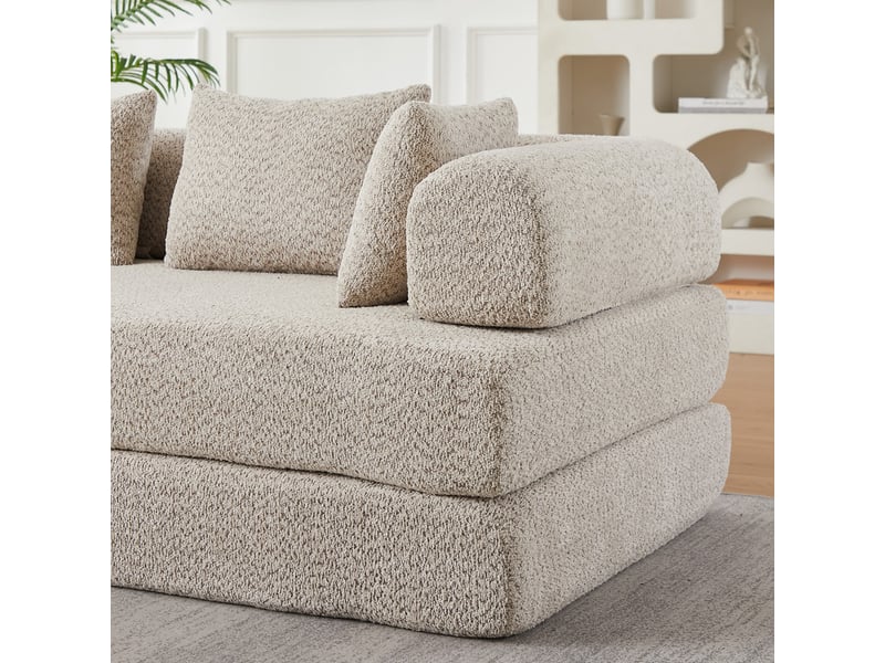  Canapé droit convertible ,2 places,ase antidérapante,4 coussins inclus,200 x 68 x 75 cm,beige  - Conforama E