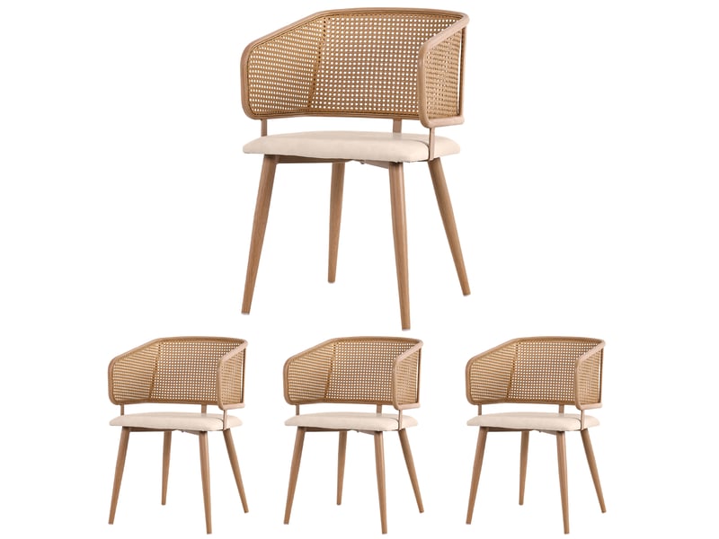  Lot de 4 chaises en pu cuir coloris beige avec pieds en métal chaise beige - Conforama A