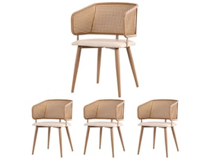 Lot de 4 chaises en pu cuir coloris beige avec pieds en métal