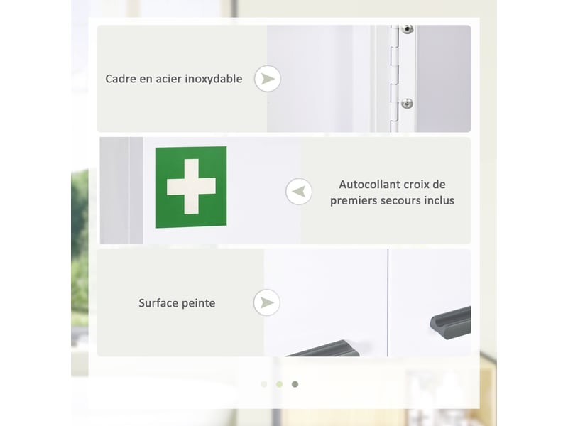  Armoire à pharmacie 6 étagères avec serrure et 2 clés de sécurité, blanc, 55x18x60 cm  - Conforama R