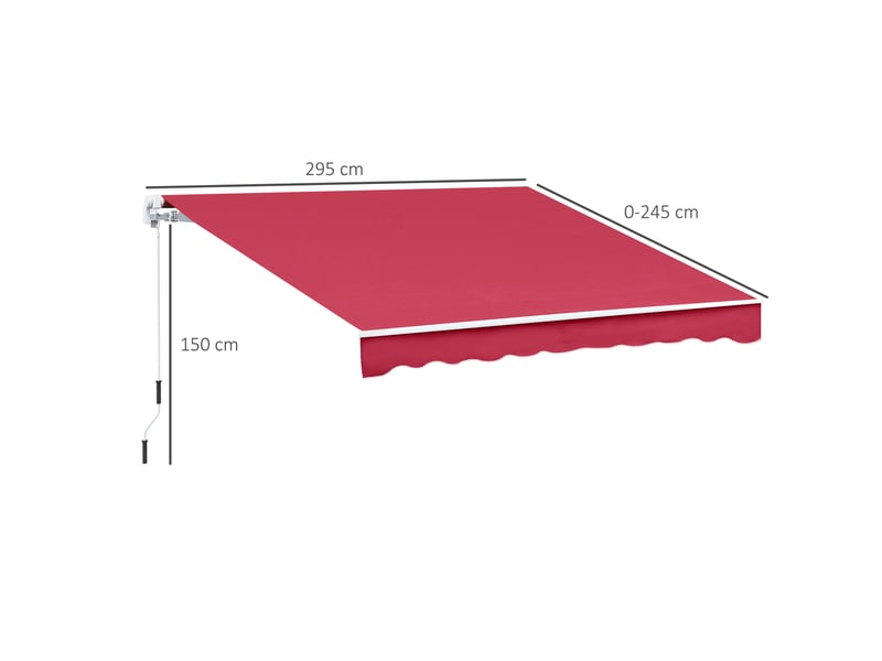  Store banne à manivelle, aluminium et polyester, 295 x 245 cm, rouge foncé  - Conforama E