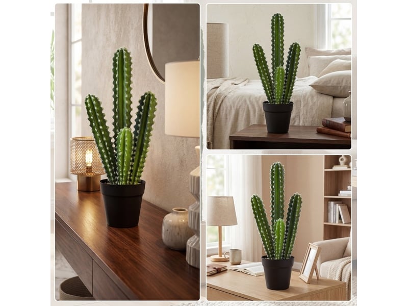  Plante artificielle cactus 53 cm – vert – en pot décoratif, sans arrosage ni taille, pour intérieur  - Conforama E