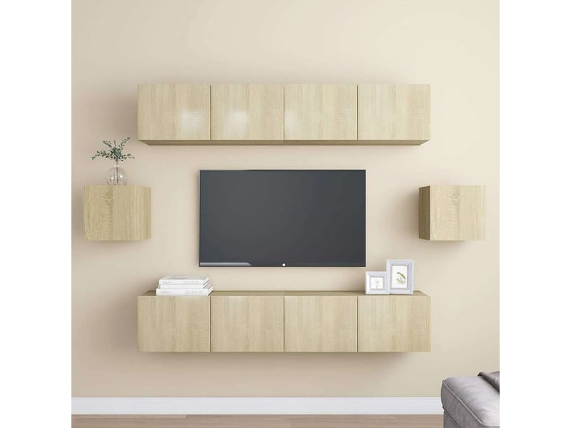  Ensemble de meubles tv - banc tv - meuble de rangement 6 pcs chêne sonoma bois d'ingénierie  - Conforama B