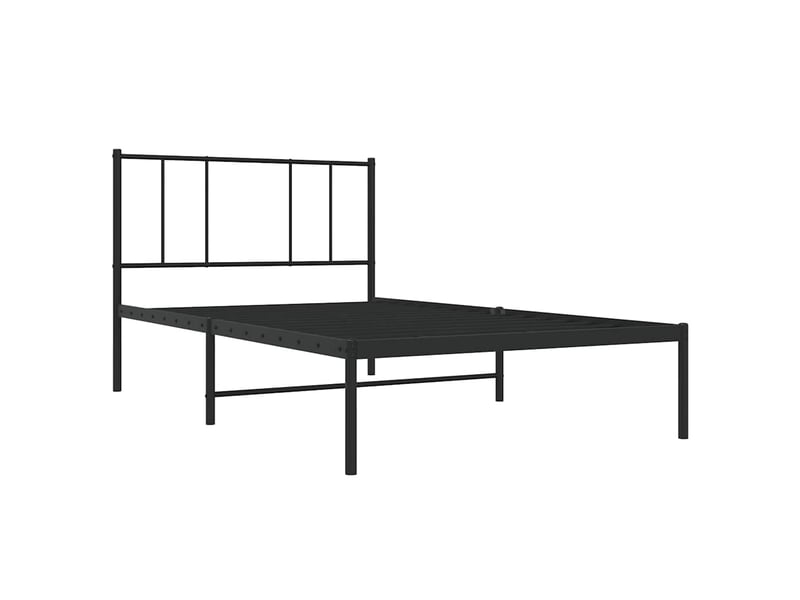  Lit simple- lit adulte -  cadre de lit métal sans matelas avec tête de lit noir 90x190 cm  - Conforama B