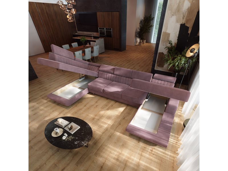  Canapé d'angle gaian, velours bruyère  - Conforama C